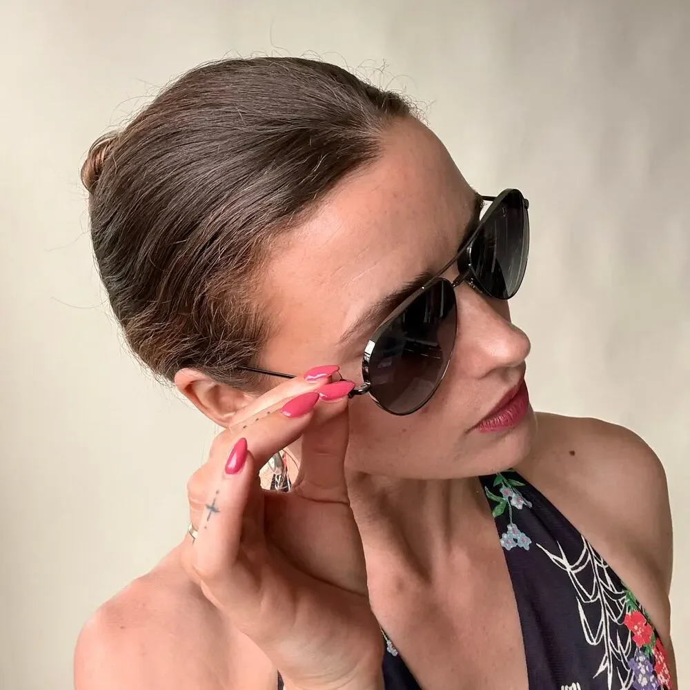 Valentino Rockstud Aviator Sunglasses - Gunmetal, Gray Lenses, Made in Italy